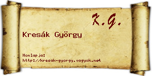 Kresák György névjegykártya
